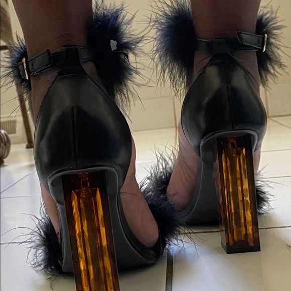 Women’s furry block heels - Picture 6 of 9